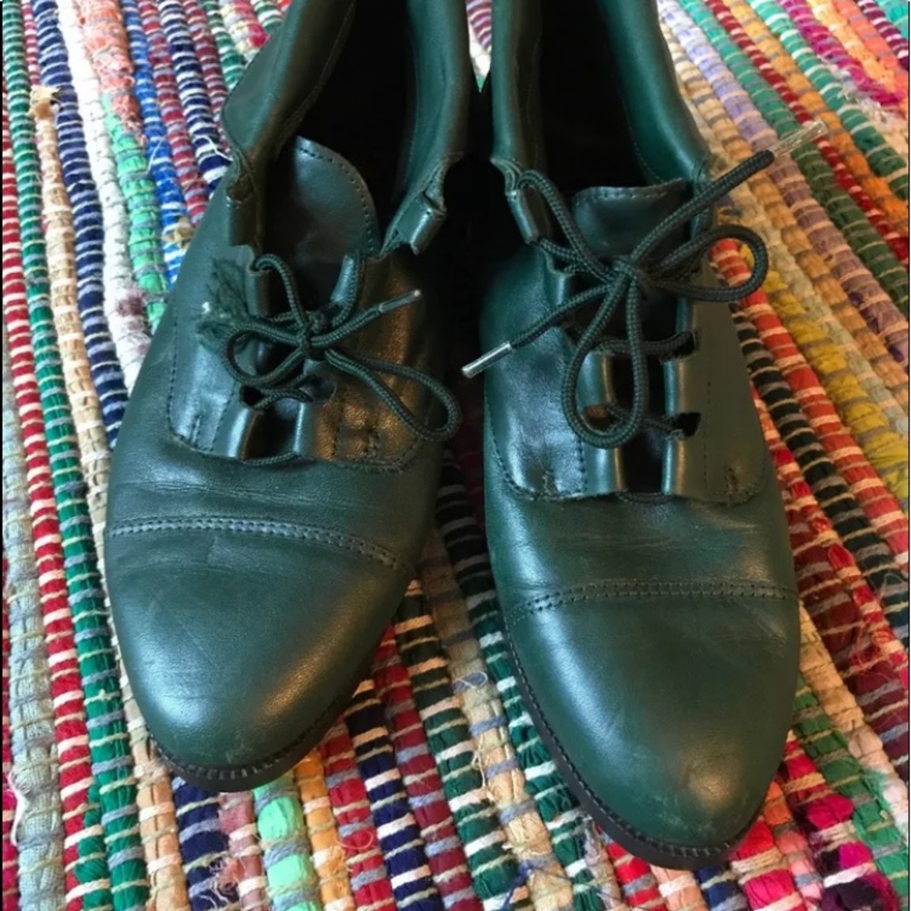 VINTAGE (80s) Prime Royale Green Leather Booties